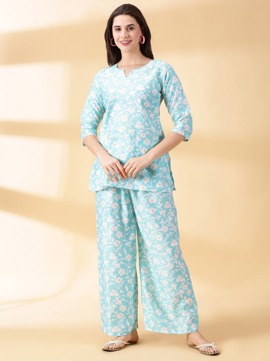 Women Cotton Mix Polyster Co-Ord-Set