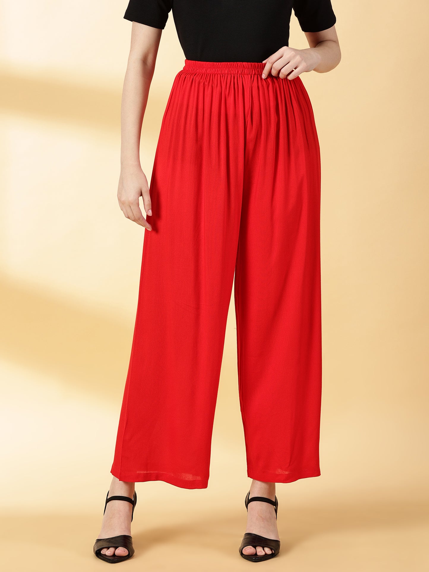 Women Red Reyon palazzo