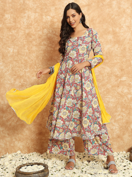 women multi color anarkali kurta set