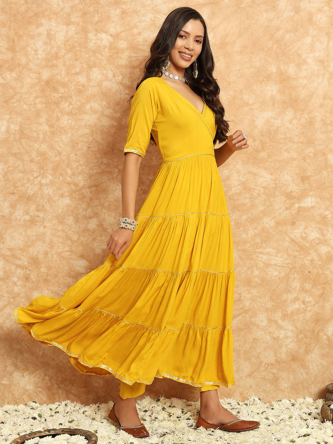 yellow modal nayra gottapati kurta set with dupatta