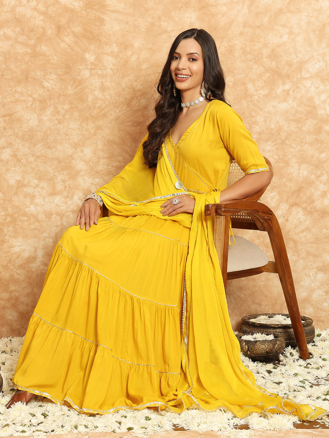 yellow modal nayra gottapati kurta set with dupatta