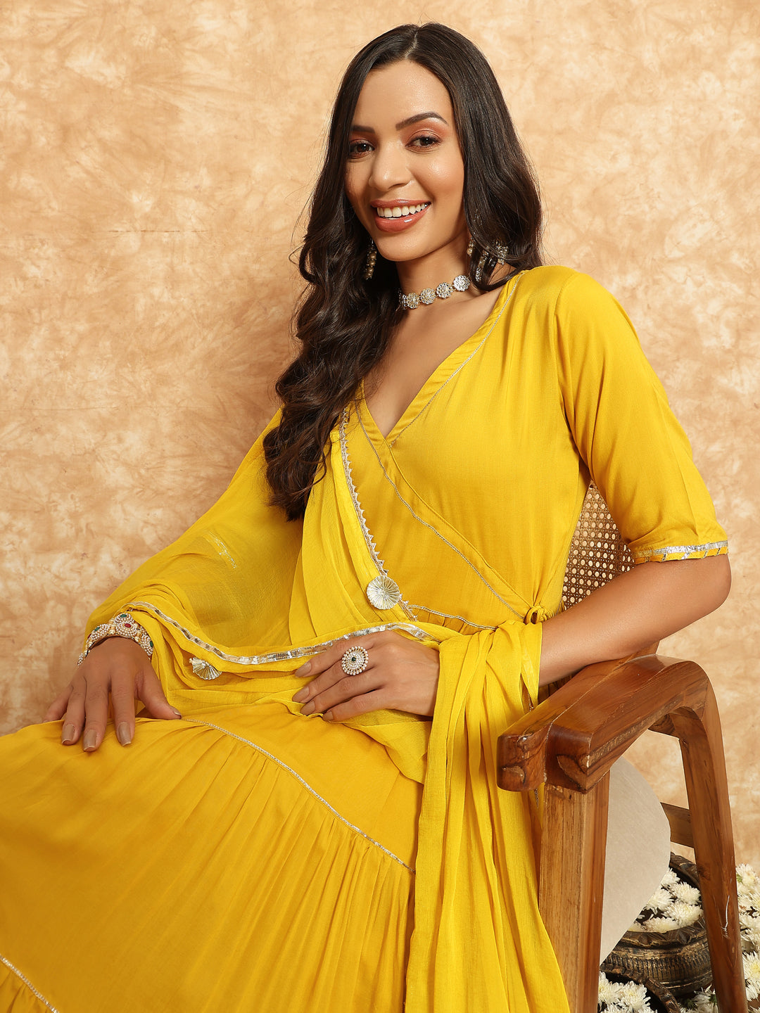 yellow modal nayra gottapati kurta set with dupatta