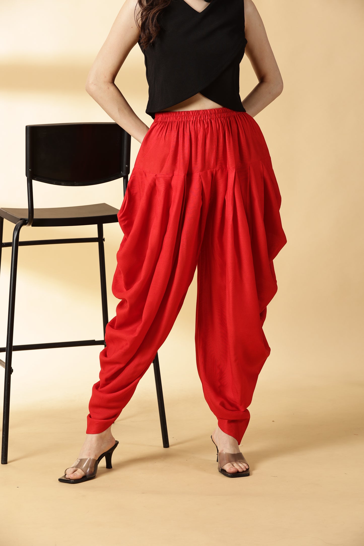 Women Red Reyon Dhoti