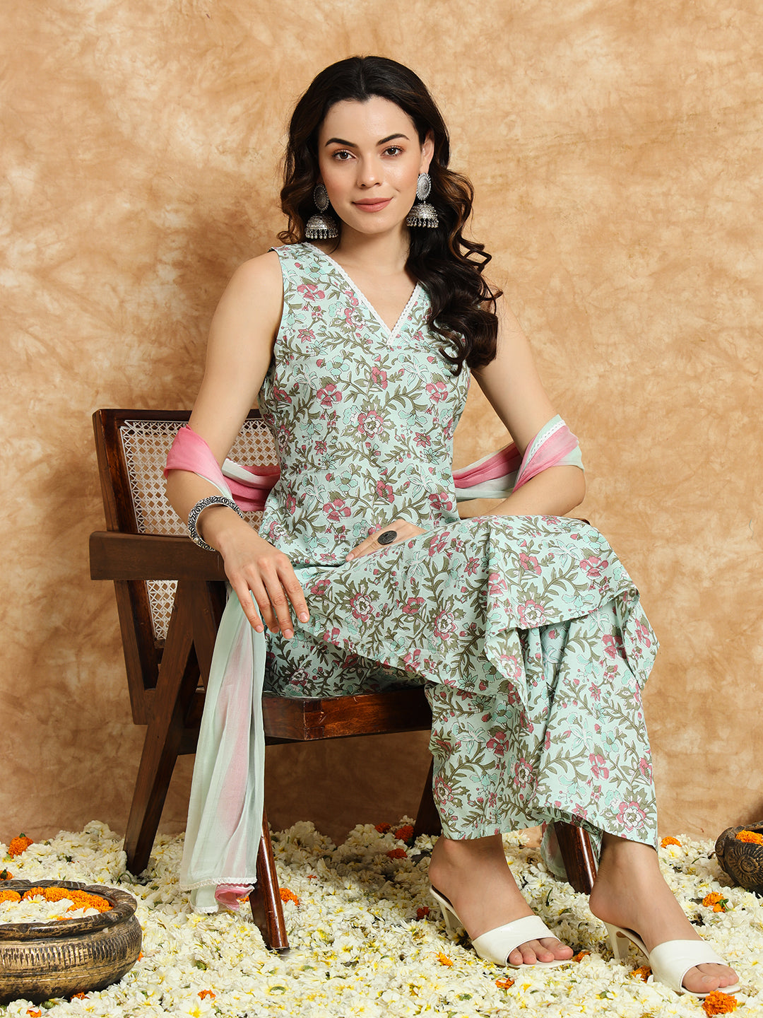 Women Printed Cotton Suit Set