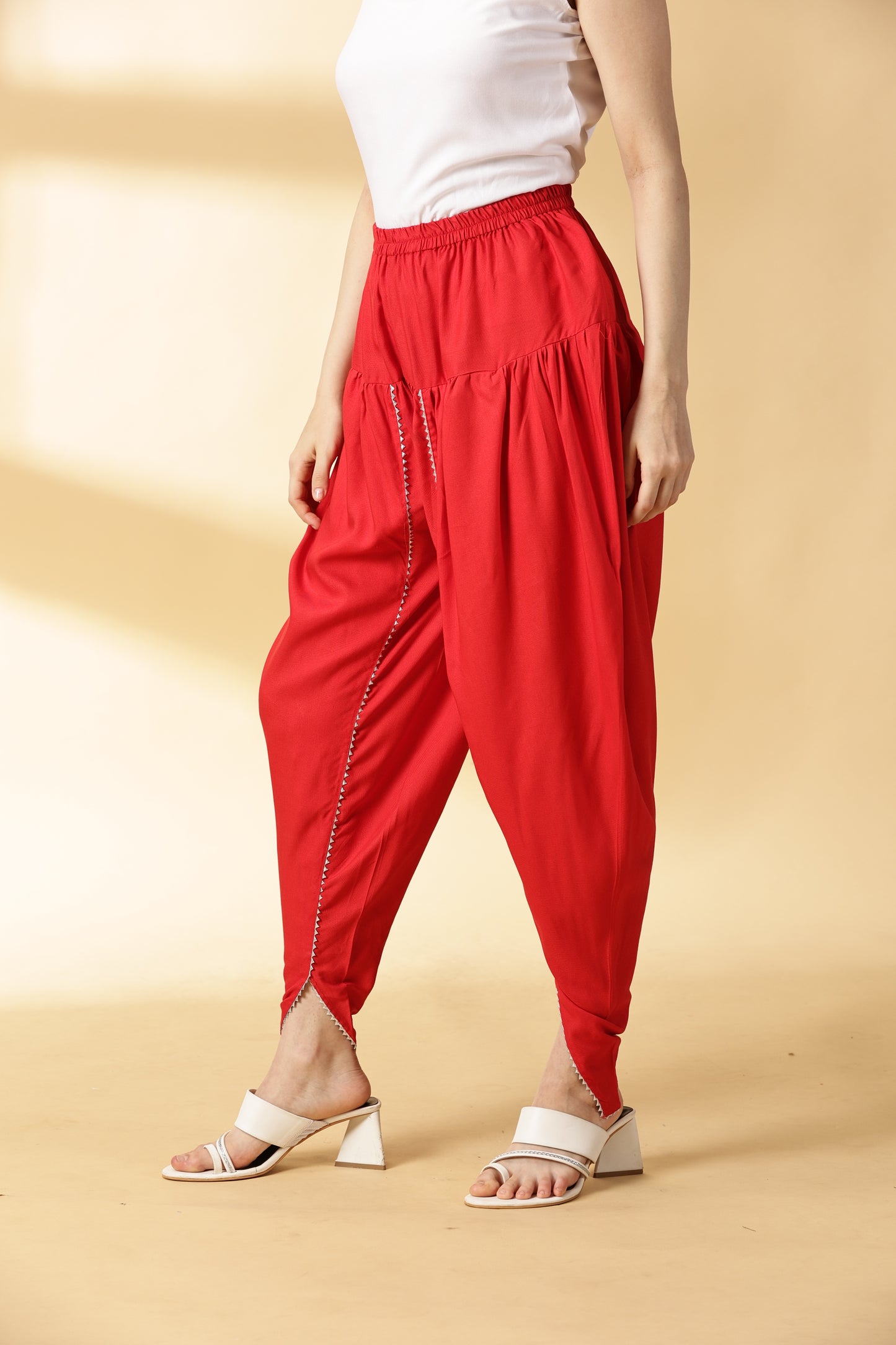 Women Red Reyon Dhoti