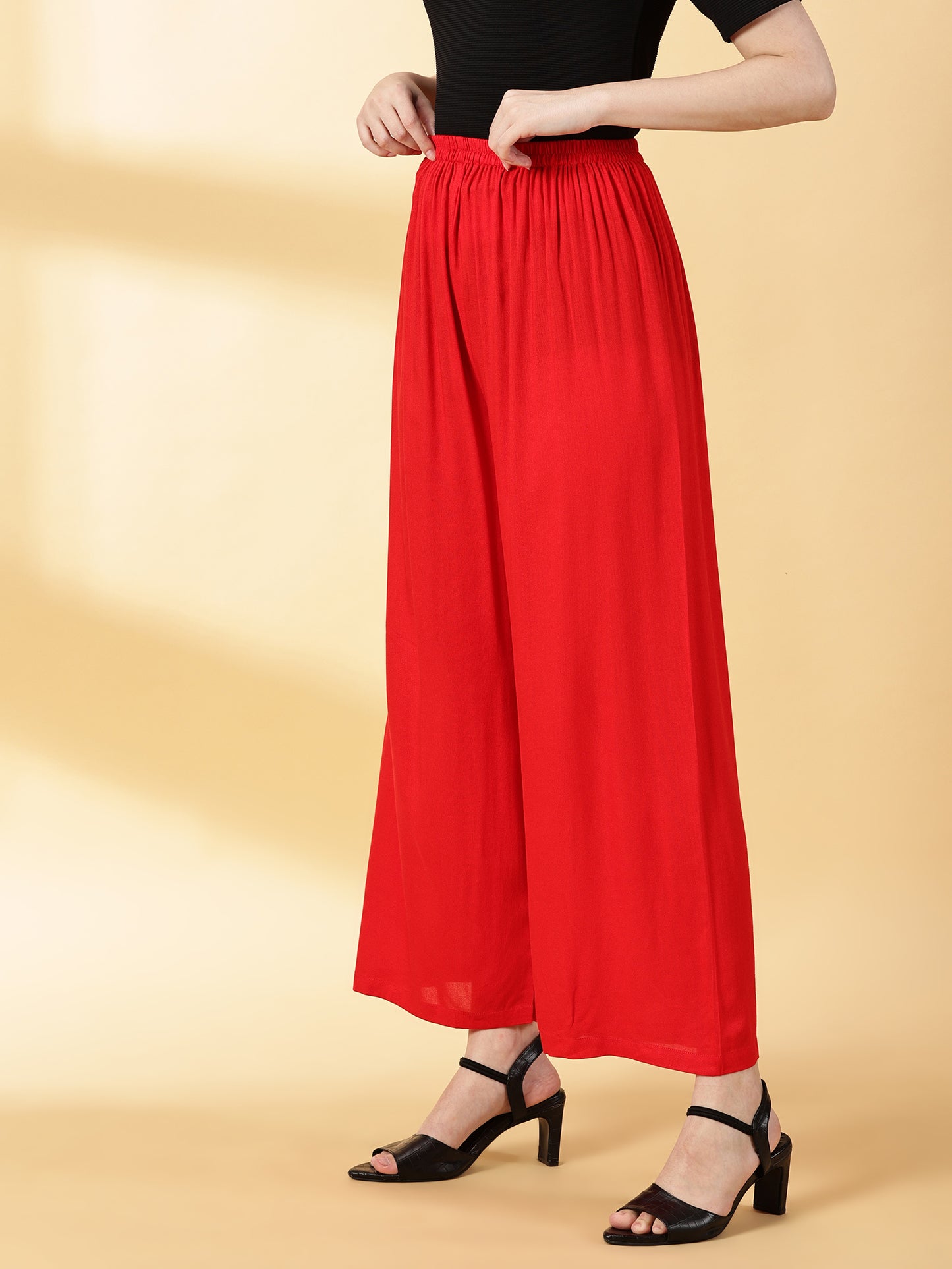 Women Red Reyon palazzo