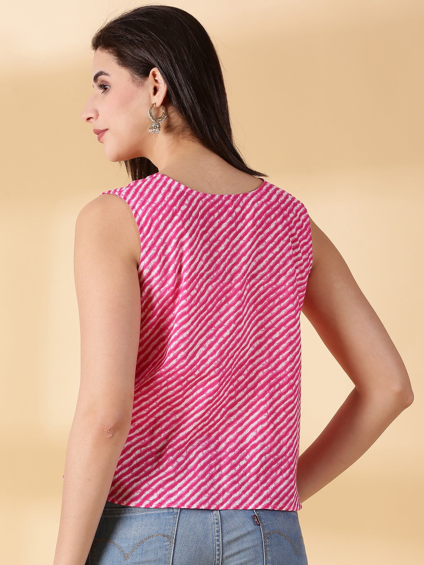 Women Pink Cotton Printed Top