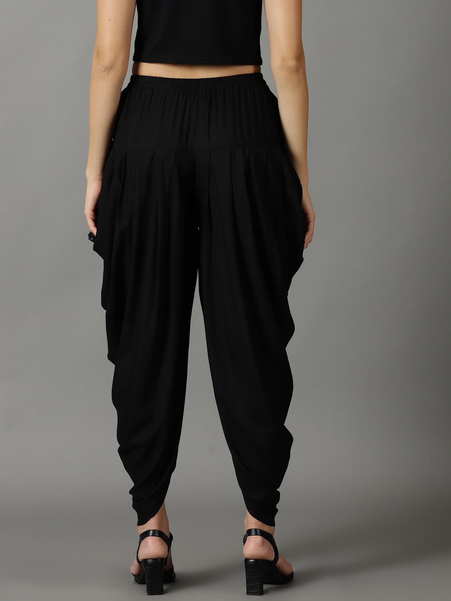 Women Black Rayon Dhoti Pant