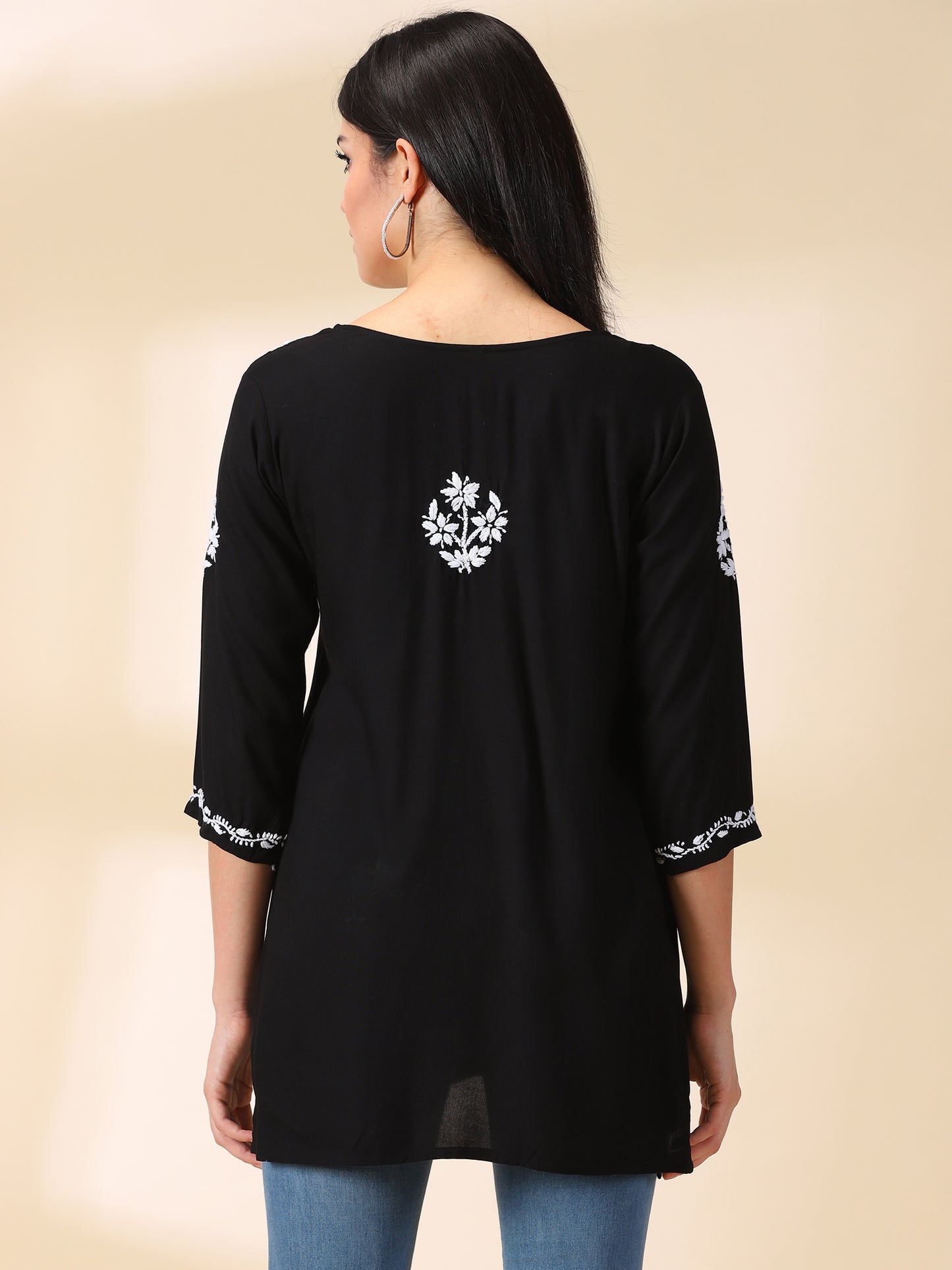 Chikankari Black Rayon Kurta