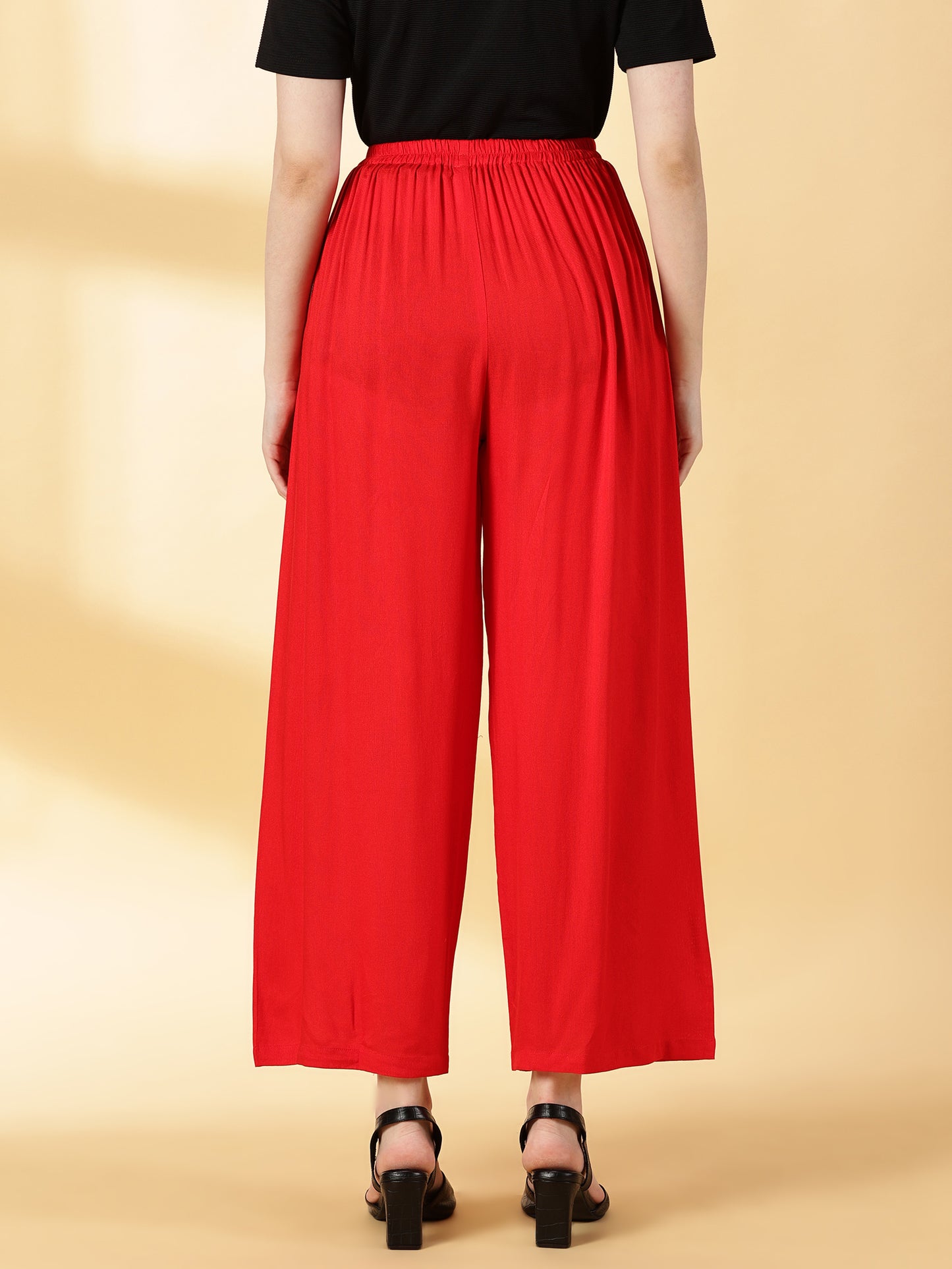 Women Red Reyon palazzo