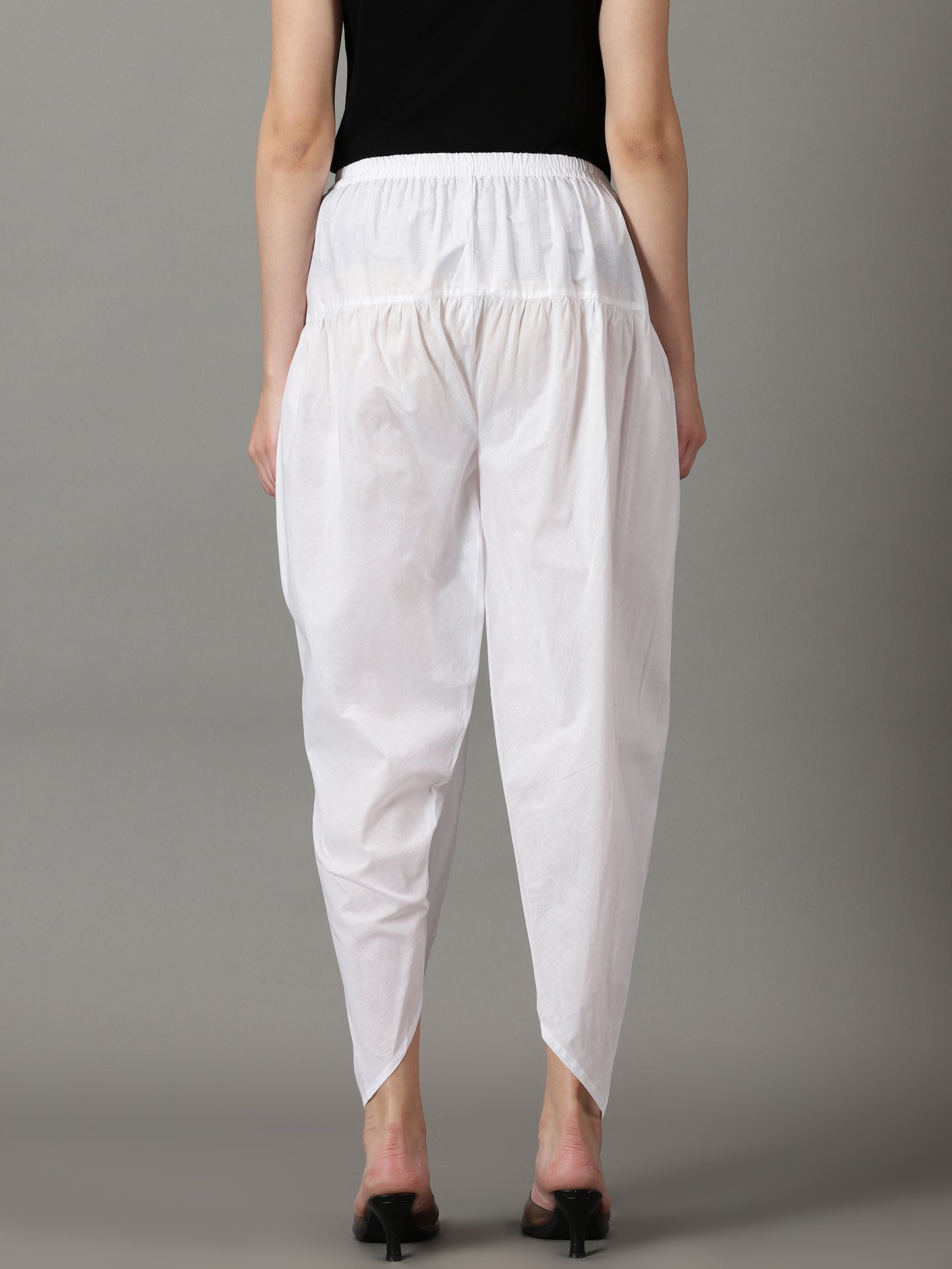 Women White Solid Viscose Cotton Dhoti Pant