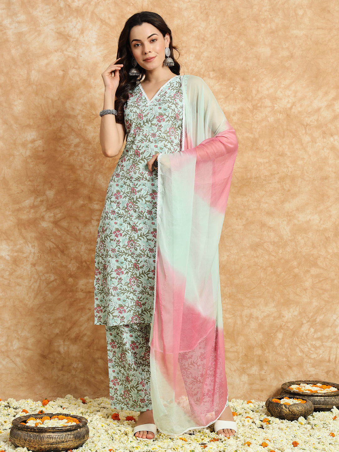 Women Printed Cotton Suit Set