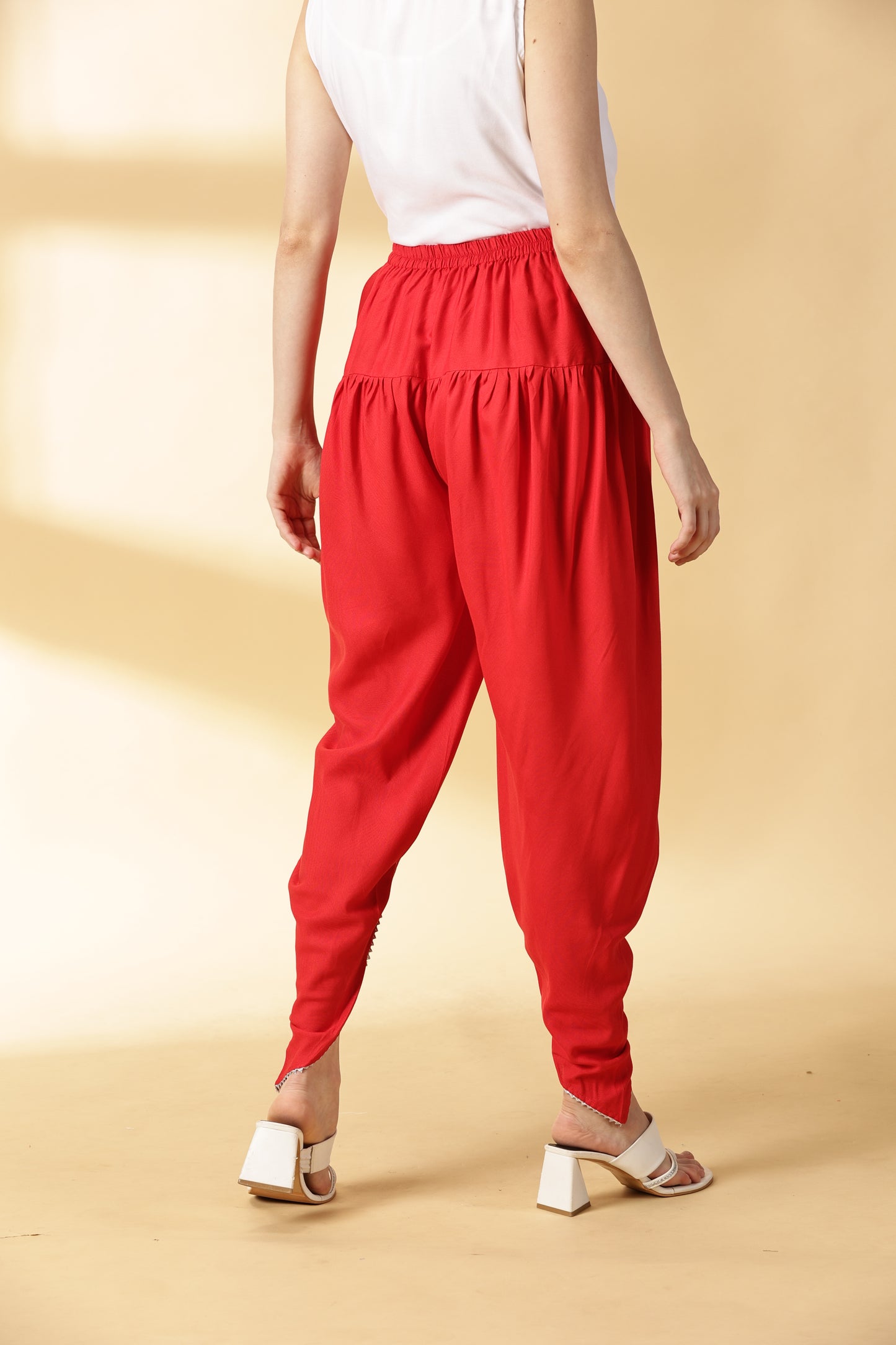 Women Red Reyon Dhoti