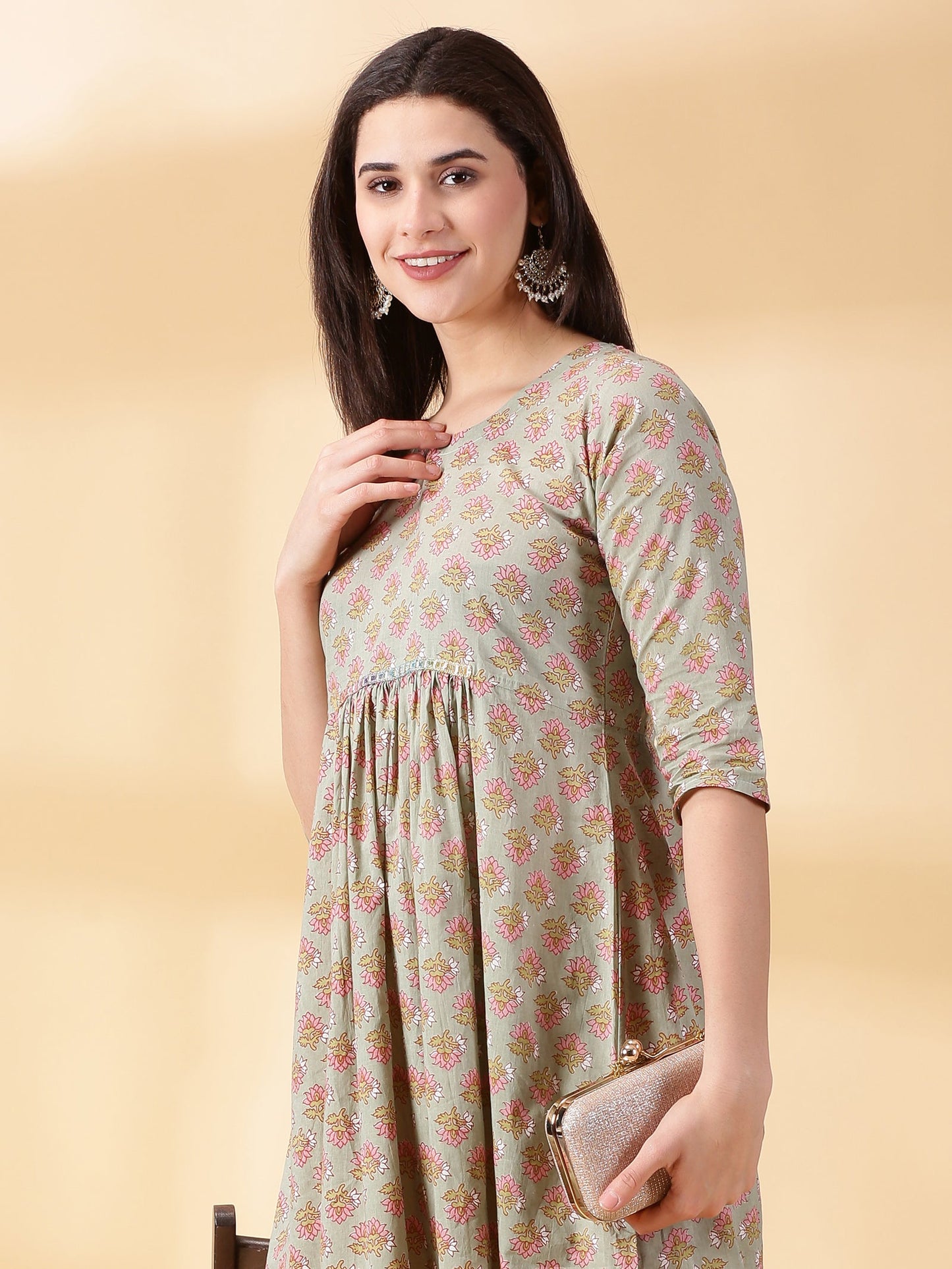 Women Multi Floral Print Cotton Kurta