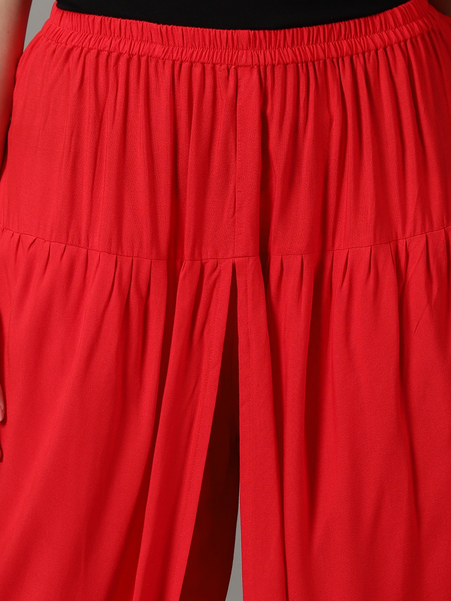 Women Red Solid Viscose Rayon Dhoti Pant