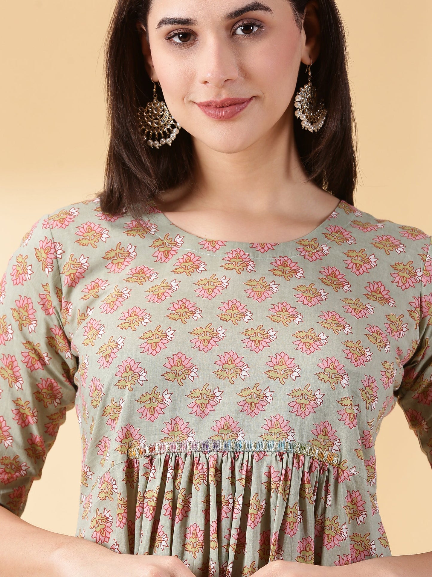 Women Multi Floral Print Cotton Kurta