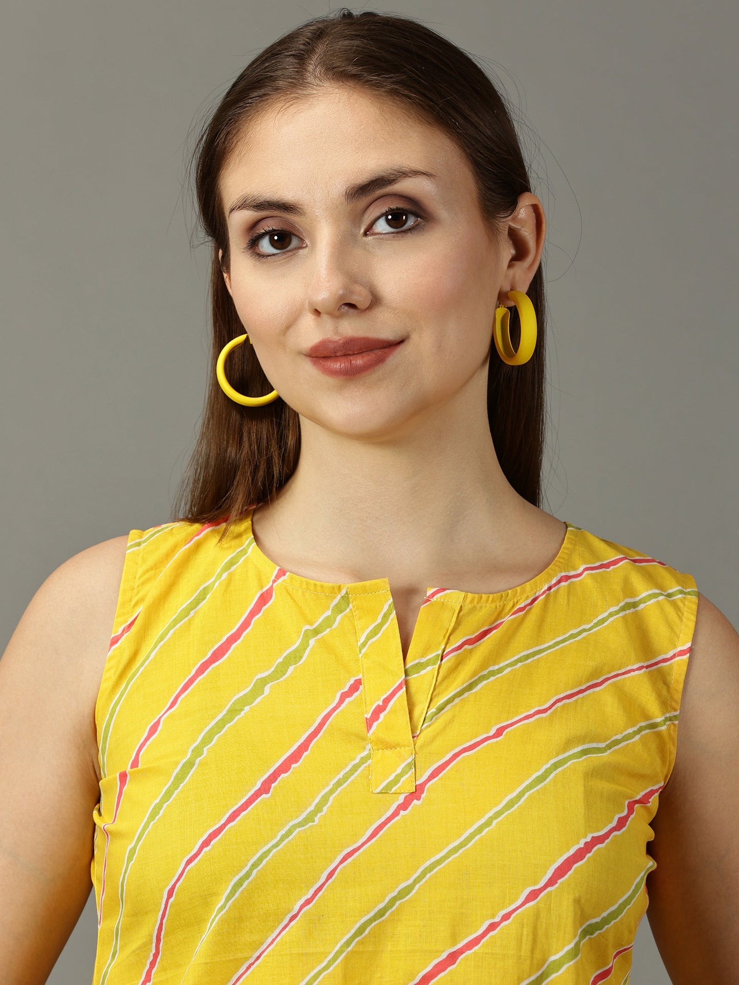 Women Yellow Cotton Printed Top