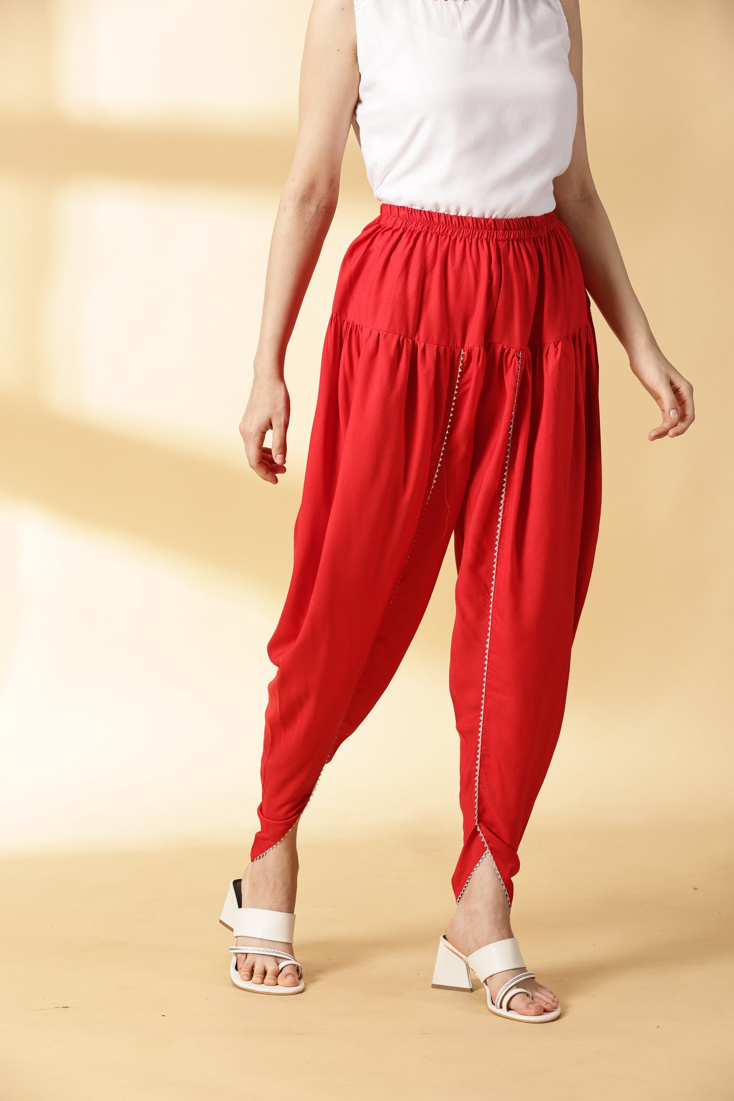 Women Red Reyon Dhoti