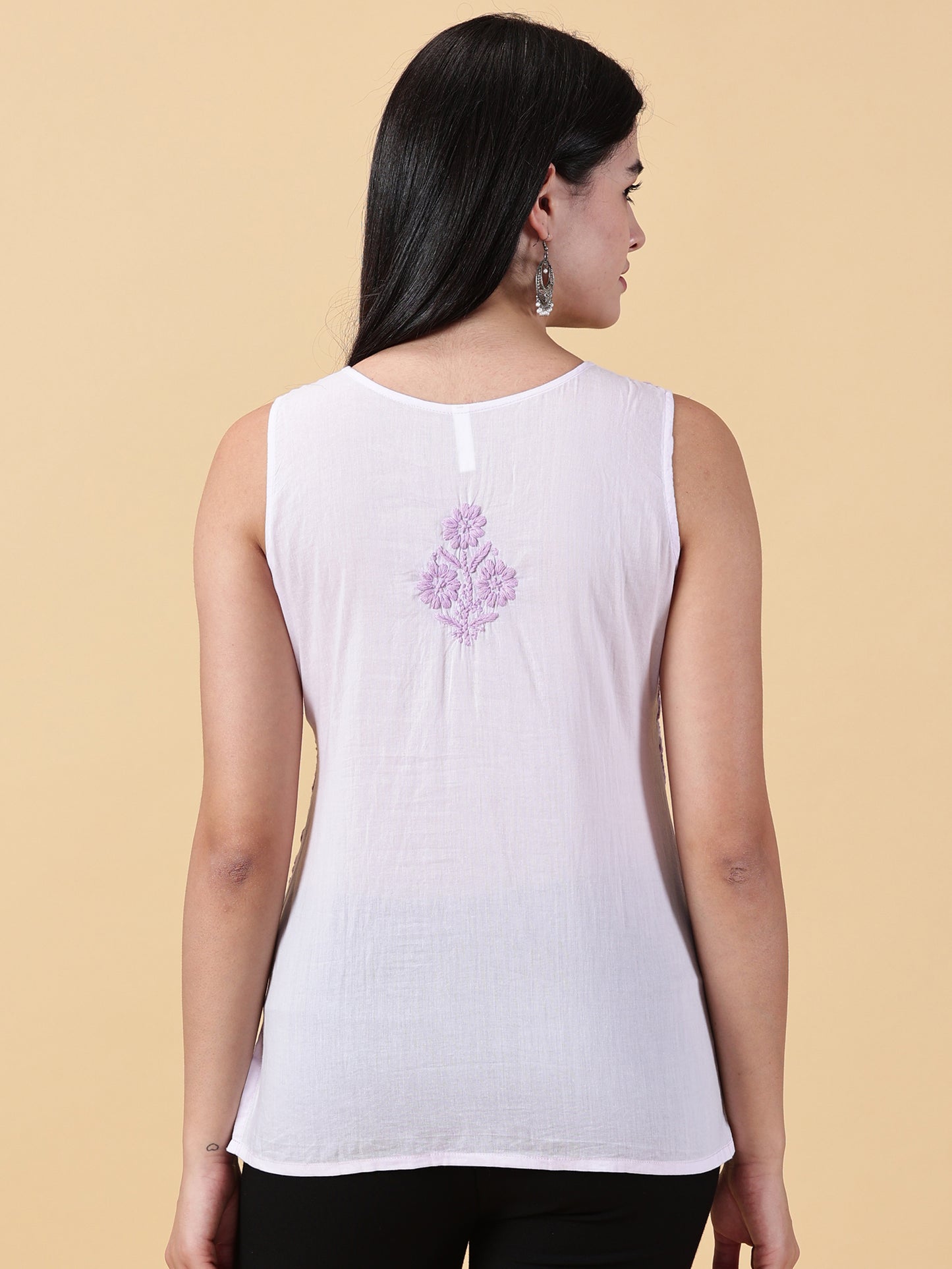 Women Purple Cotton Chikankari Top