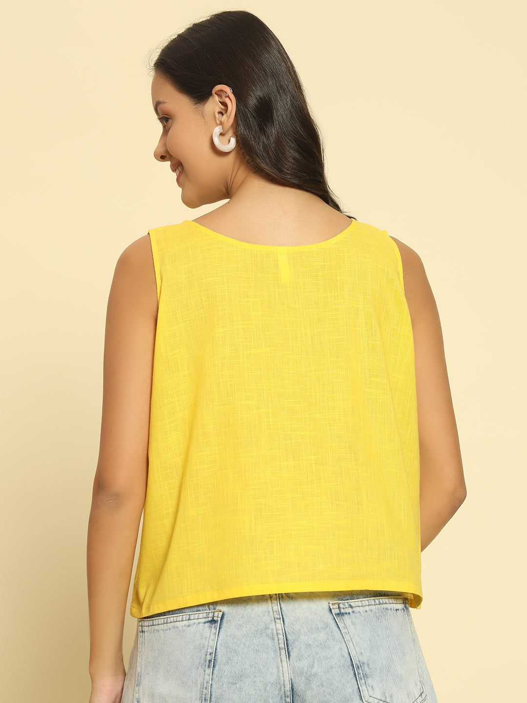 Women Yellow Khadi Cotton Top