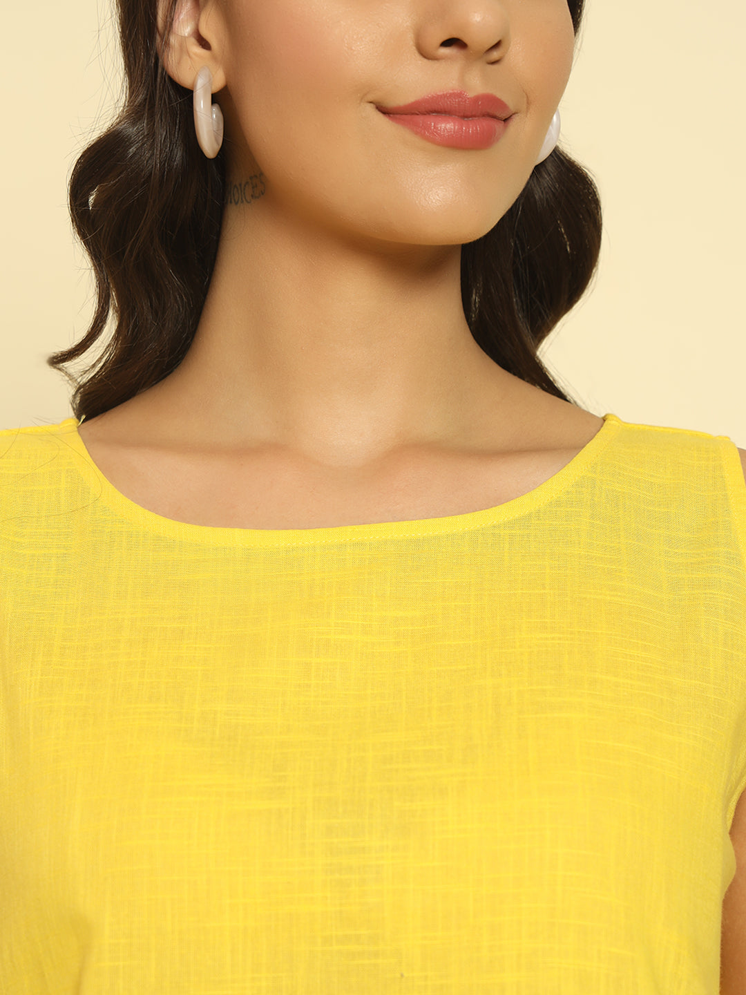 Women Yellow Khadi Cotton Top