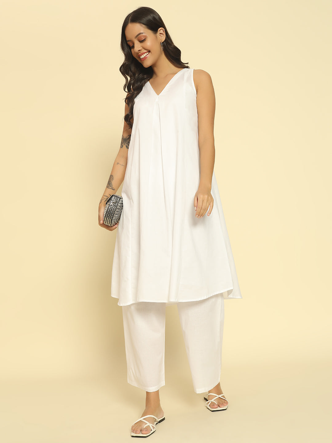 white cotton kurta set