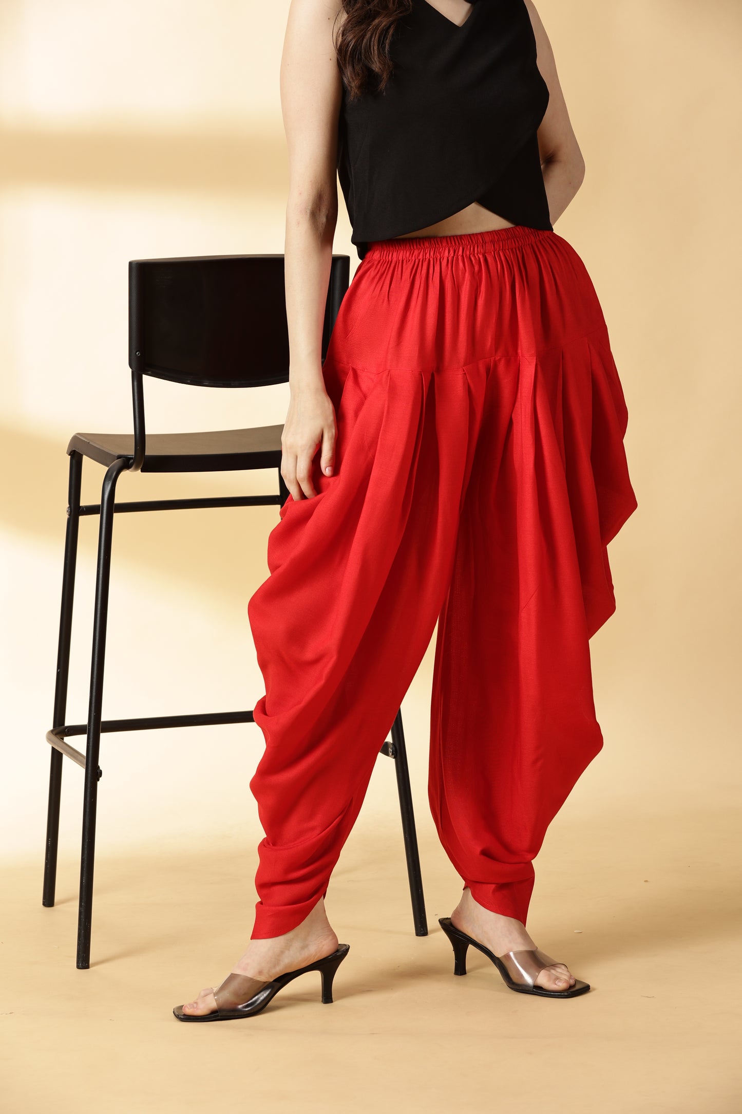 Women Red Reyon Dhoti