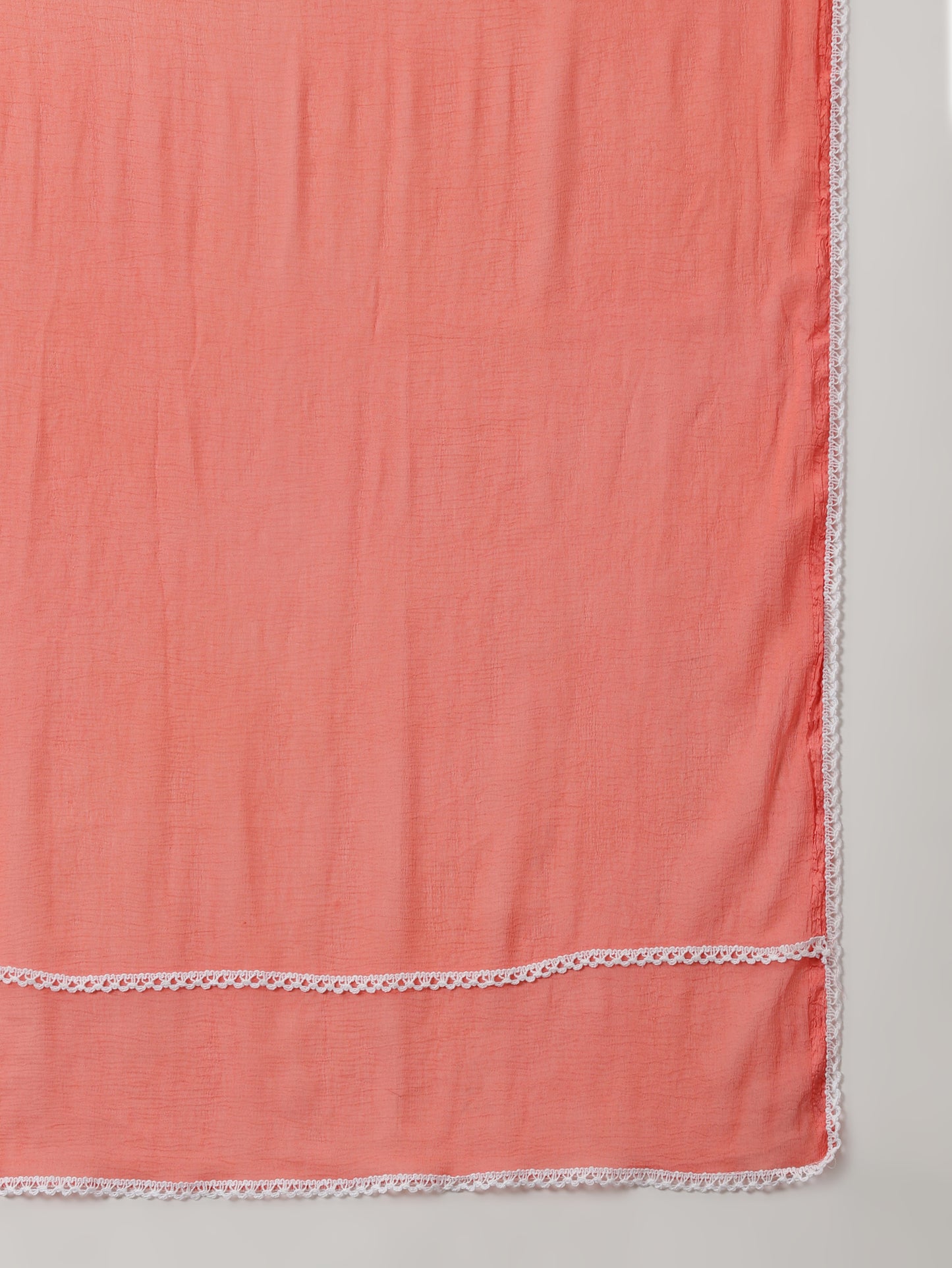 Peach Straight Cotton Kurta With Palazzos & Dupatta